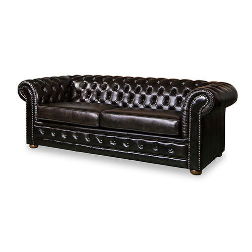 3+2+1 Seater Genuine Leather Upholstery Deep Quilting Pocket Spring Button Studding Sofa Lounge Set for Living Room Couch In Brown Colour - Cosy Abode
