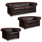 3+2+1 Seater Genuine Leather Upholstery Deep Quilting Pocket Spring Button Studding Sofa Lounge Set for Living Room Couch In Burgandy Colour - Cosy Abode