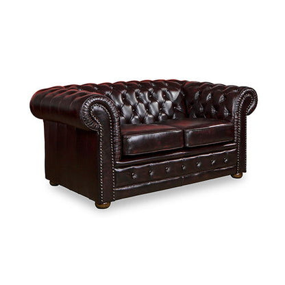 3+2+1 Seater Genuine Leather Upholstery Deep Quilting Pocket Spring Button Studding Sofa Lounge Set for Living Room Couch In Burgandy Colour - Cosy Abode