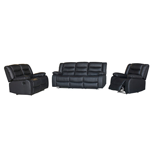 3+2+1 Seater Recliner Sofa In Faux Leather Lounge Couch in Black - Cosy Abode