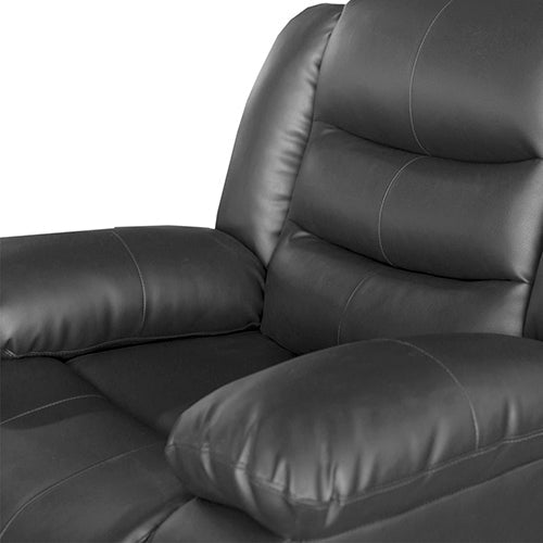 3+2+1 Seater Recliner Sofa In Faux Leather Lounge Couch in Black - Cosy Abode