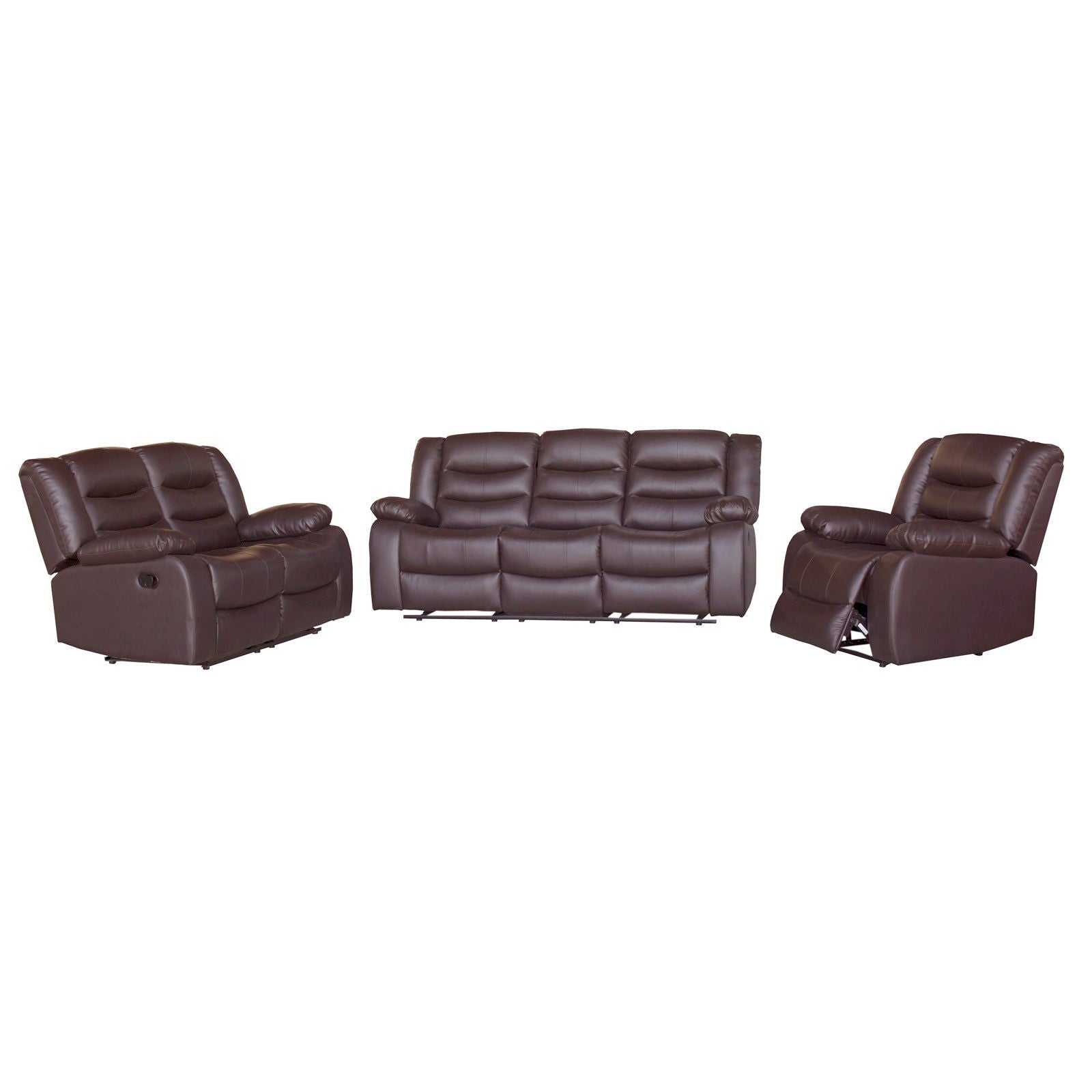 3+2+1 Seater Recliner Sofa In Faux Leather Lounge Couch in Brown - Cosy Abode