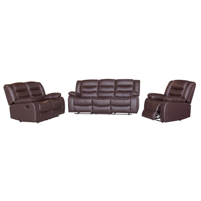 3+2+1 Seater Recliner Sofa In Faux Leather Lounge Couch in Brown - Cosy Abode
