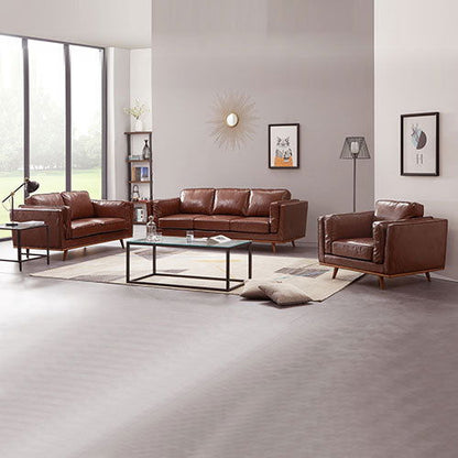 3+2+1 Seater Sofa Brown Leather Lounge Set for Living Room Couch with Wooden Frame - Cosy Abode