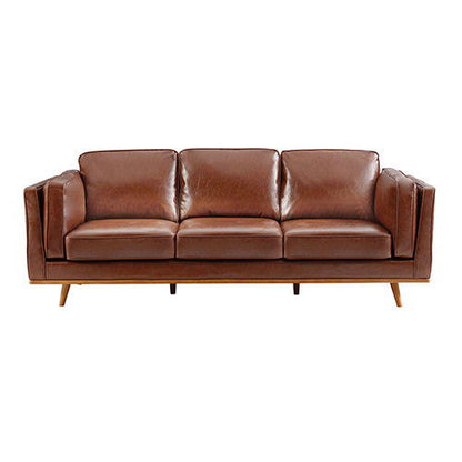 3+2+1 Seater Sofa Brown Leather Lounge Set for Living Room Couch with Wooden Frame - Cosy Abode
