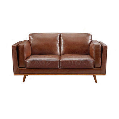 3+2+1 Seater Sofa Brown Leather Lounge Set for Living Room Couch with Wooden Frame - Cosy Abode