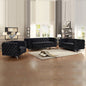 3+2+1 Seater Sofa Classic Button Tufted Lounge in Black Velvet Fabric with Metal Legs - Cosy Abode