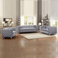 3+2+1 Seater Sofa Classic Button Tufted Lounge in Grey Velvet Fabric with Metal Legs - Cosy Abode