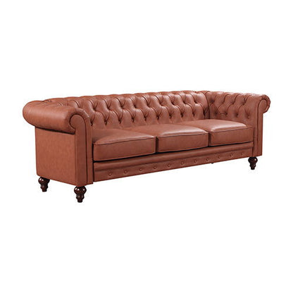 3+2 Seater Brown Sofa Lounge Chesterfireld Style Button Tufted in Faux Leather - Cosy Abode