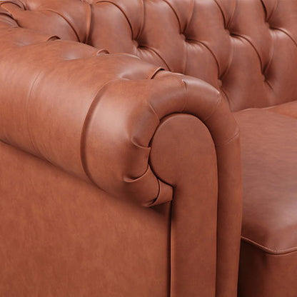 3+2 Seater Brown Sofa Lounge Chesterfireld Style Button Tufted in Faux Leather - Cosy Abode