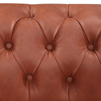 3+2 Seater Brown Sofa Lounge Chesterfireld Style Button Tufted in Faux Leather - Cosy Abode