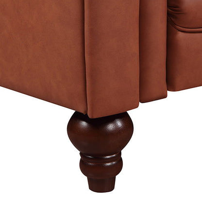 3+2 Seater Brown Sofa Lounge Chesterfireld Style Button Tufted in Faux Leather - Cosy Abode