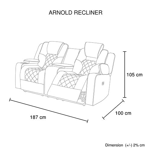 3+2 Seater Electric Recliner Stylish Rhino Fabric Black Lounge Armchair with LED Features - Cosy Abode