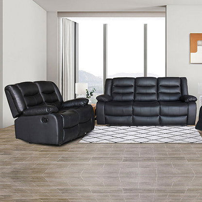 3+2 Seater Recliner Sofa In Faux Leather Lounge Couch in Black - Cosy Abode