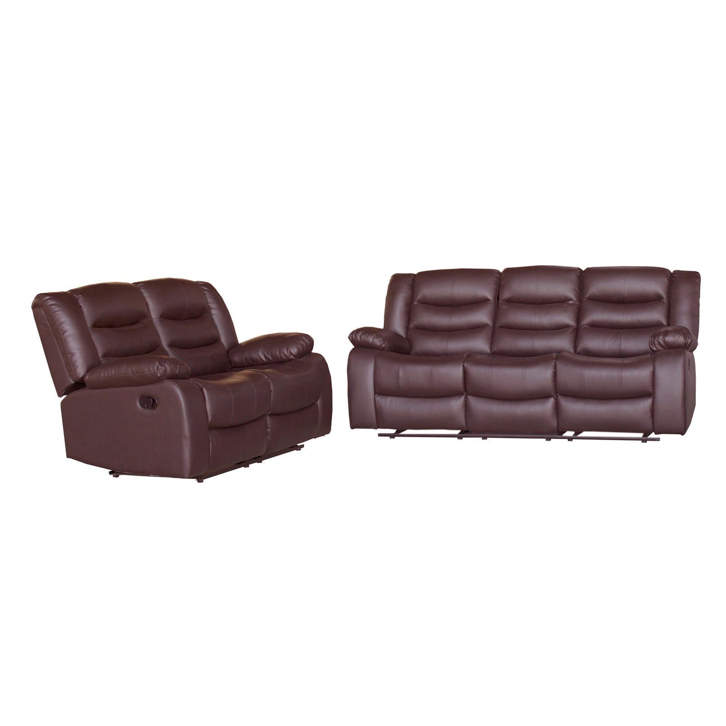 3+2 Seater Recliner Sofa In Faux Leather Lounge Couch in Brown - Cosy Abode