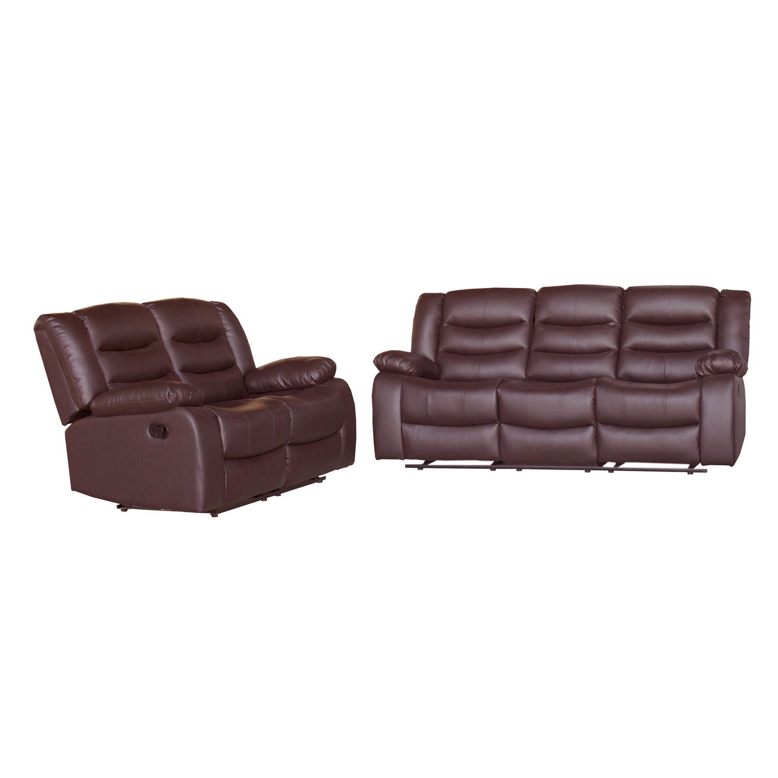 3+2 Seater Recliner Sofa In Faux Leather Lounge Couch in Brown - Cosy Abode