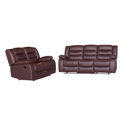 3+2 Seater Recliner Sofa In Faux Leather Lounge Couch in Brown - Cosy Abode