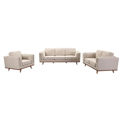 3+2 Seater Sofa Beige Fabric Lounge Set for Living Room Couch with Wooden Frame - Cosy Abode