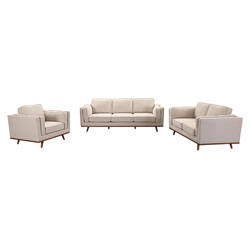 3+2 Seater Sofa Beige Fabric Lounge Set for Living Room Couch with Wooden Frame - Cosy Abode
