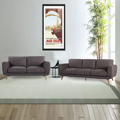 3+2 Seater Sofa Brown Fabric Lounge Set for Living Room Couch with Solid Wooden Frame - Cosy Abode