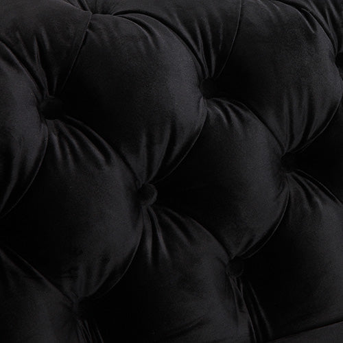 3+2 Seater Sofa Classic Button Tufted Lounge in Black Velvet Fabric with Metal Legs - Cosy Abode