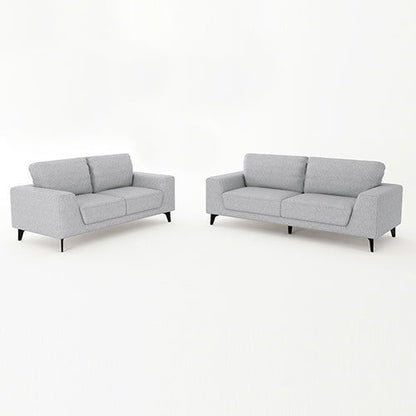 3+2 Seater Sofa Set Light Grey Fabric with Solid Timber Frame - Cosy Abode