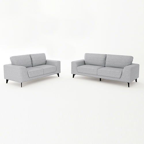 3+2 Seater Sofa Set Light Grey Fabric with Solid Timber Frame - Cosy Abode