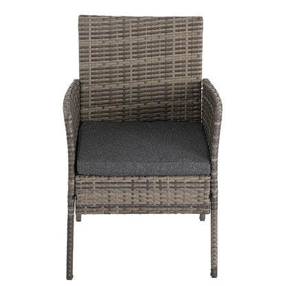 3 Pc Rattan Outdoor Furniture Set with Table - Mixed Grey - Cosy Abode