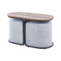 3 Piece Set Coffee Table & Ottoman Wood Side End Table Industrial - DARK GREY - Cosy Abode