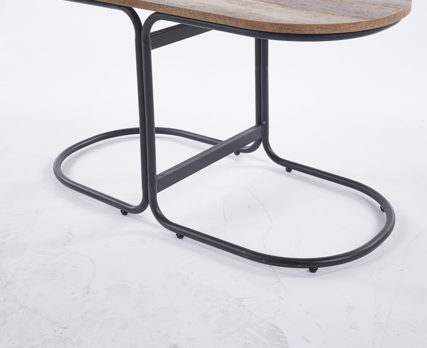 3 Piece Set Coffee Table & Ottoman Wood Side End Table Industrial - DARK GREY - Cosy Abode