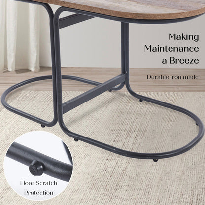 3 Piece Set Coffee Table & Ottoman Wood Side End Table Industrial - DARK GREY - Cosy Abode