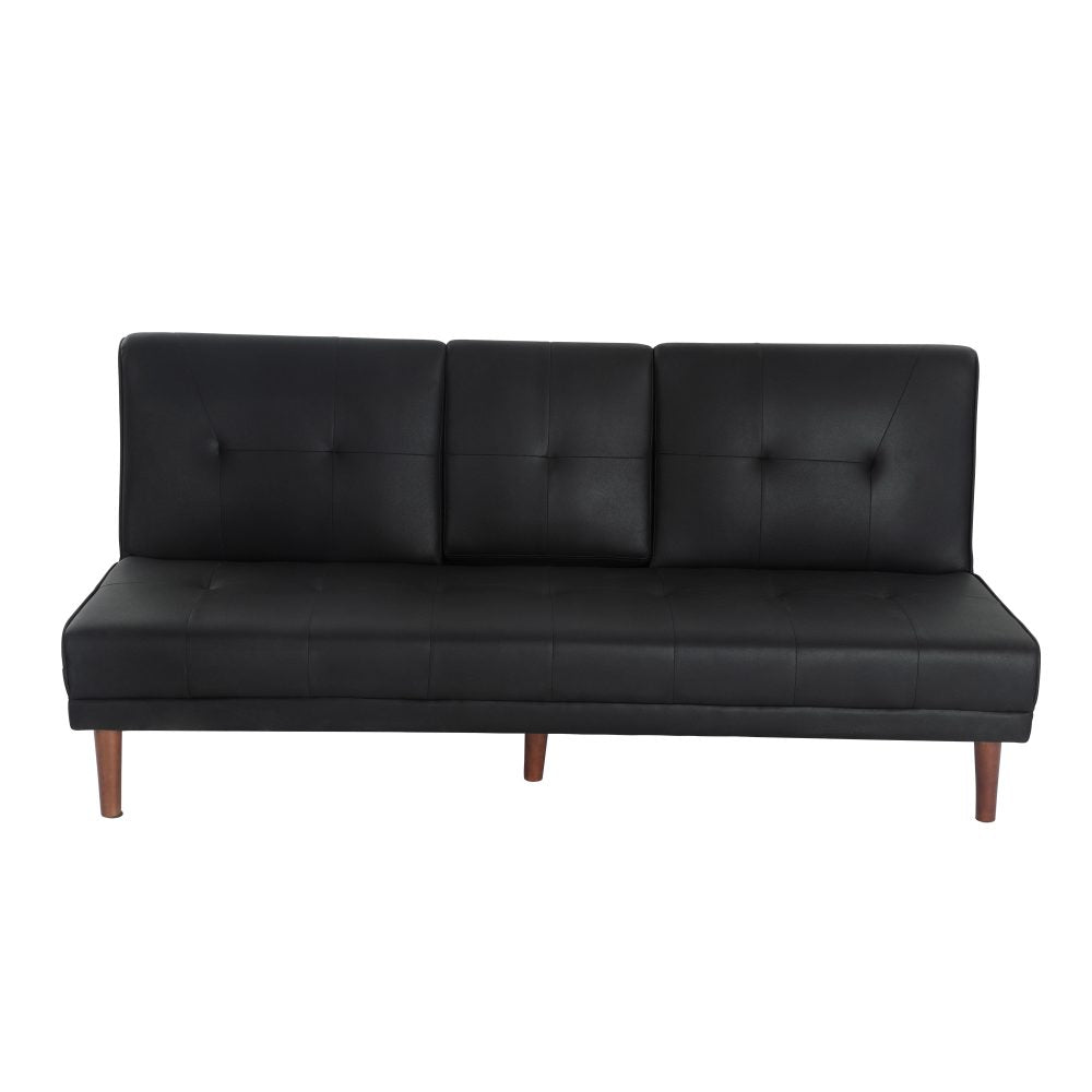 3 Seater Adjustable Sofa Bed With Cup Holder Black - Cosy Abode