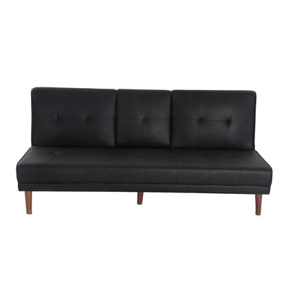 3 Seater Adjustable Sofa Bed With Cup Holder Black - Cosy Abode