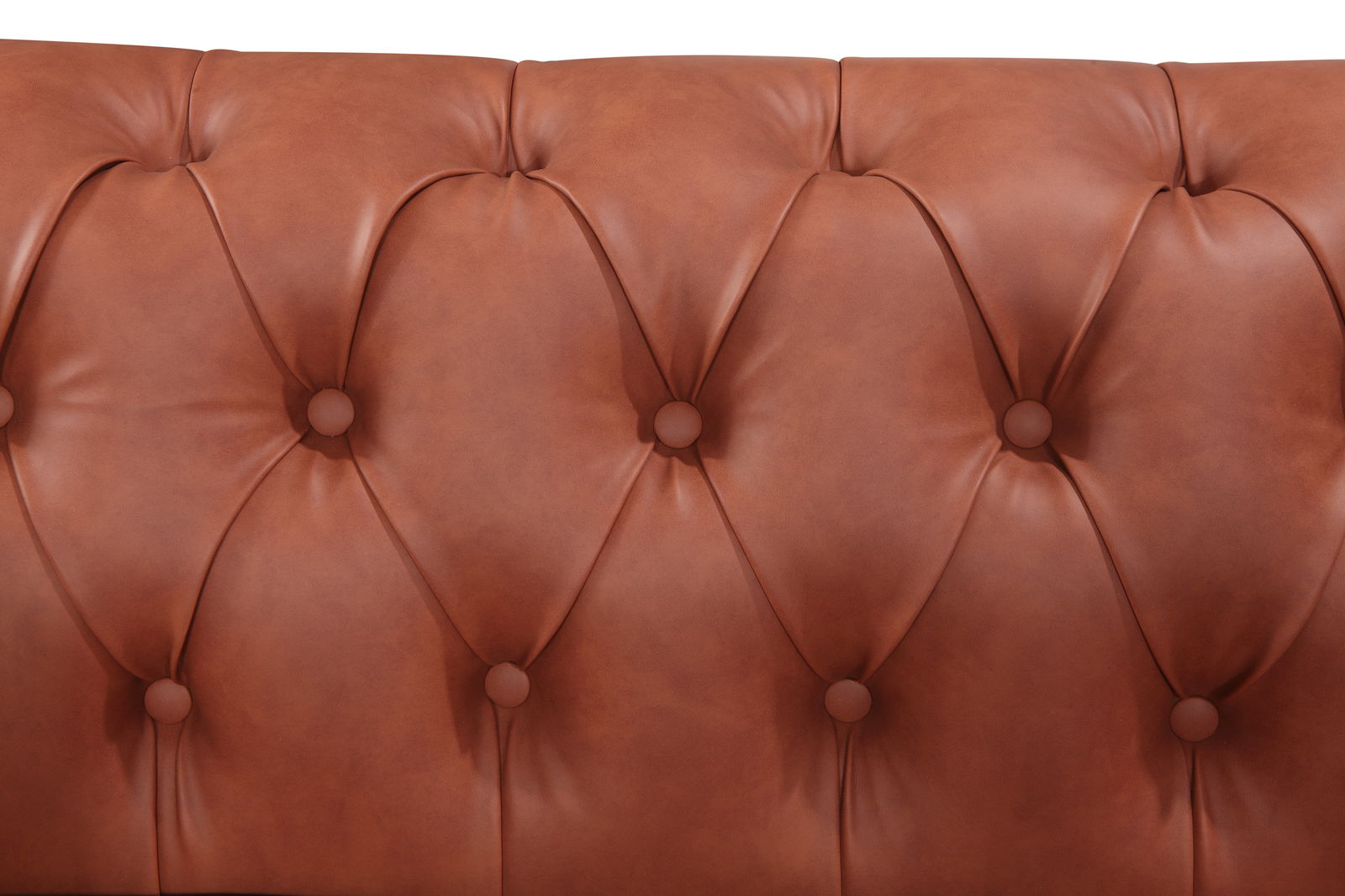 3 Seater Brown Sofa Lounge Chesterfireld Style Button Tufted in Faux Leather - Cosy Abode