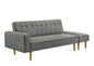 3 Seater Fabric Sofa Bed with Ottoman - Light Grey - Cosy Abode