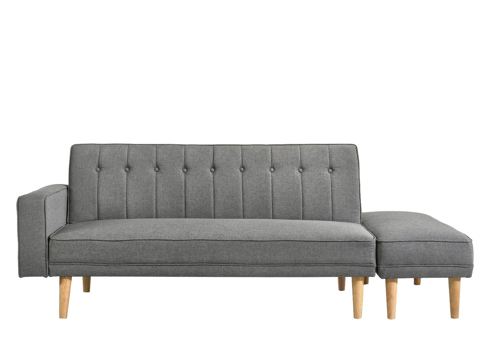 3 Seater Fabric Sofa Bed with Ottoman - Light Grey - Cosy Abode
