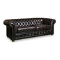 3 Seater Genuine Leather Upholstery Deep Quilting Pocket Spring Button Studding Sofa Lounge Set for Living Room Couch In Brown Colour - Cosy Abode