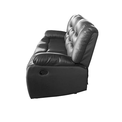 3 Seater Recliner Sofa In Faux Leather Lounge Couch in Black - Cosy Abode