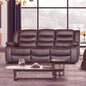 3 Seater Recliner Sofa In Faux Leather Lounge Couch in Brown - Cosy Abode