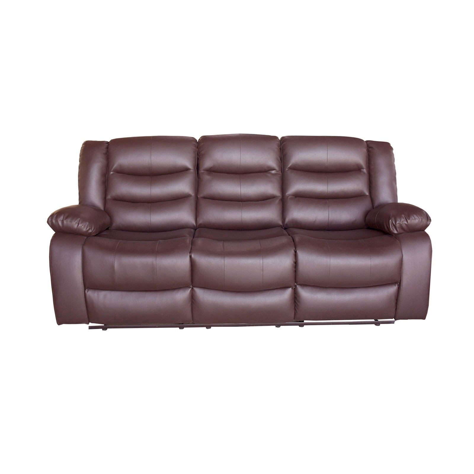 3 Seater Recliner Sofa In Faux Leather Lounge Couch in Brown - Cosy Abode