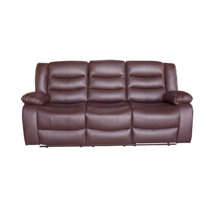 3 Seater Recliner Sofa In Faux Leather Lounge Couch in Brown - Cosy Abode