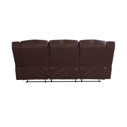 3 Seater Recliner Sofa In Faux Leather Lounge Couch in Brown - Cosy Abode
