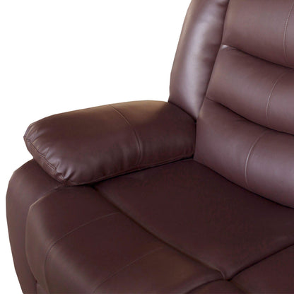 3 Seater Recliner Sofa In Faux Leather Lounge Couch in Brown - Cosy Abode