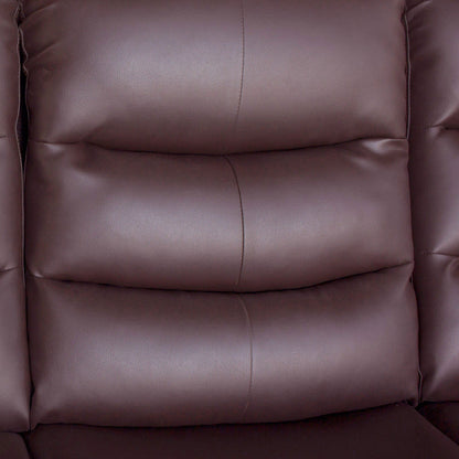 3 Seater Recliner Sofa In Faux Leather Lounge Couch in Brown - Cosy Abode