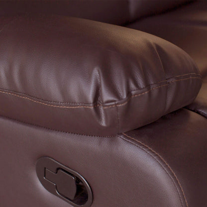 3 Seater Recliner Sofa In Faux Leather Lounge Couch in Brown - Cosy Abode
