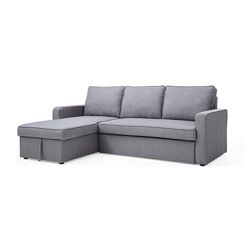 3 Seater Sofa Bed with pull Out Storage Corner Chaise Lounge Set in Grey - Cosy Abode