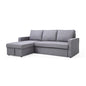 3 Seater Sofa Bed with pull Out Storage Corner Chaise Lounge Set in Grey - Cosy Abode