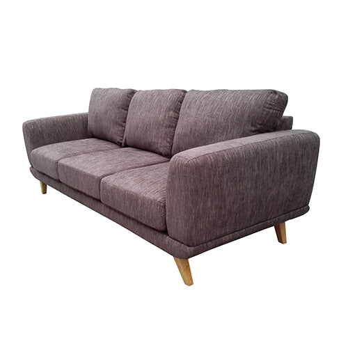 3 Seater Sofa Brown Fabric Lounge Set for Living Room Couch with Solid Wooden Frame - Cosy Abode