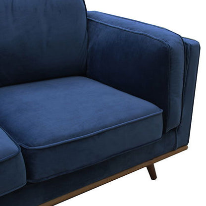 3 Seater Sofa Soft Blue in Soft Blue Velvet Fabric Lounge Set for Living Room Couch with Wooden Frame - Cosy Abode