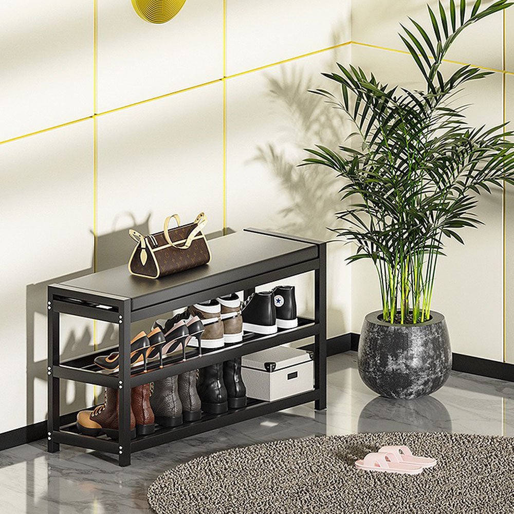 3 Tiers 65cm Width Sturdy Steel Multi-layer Shoe Rack with Bench Entryway Shoe Storage Organizer - Cosy Abode